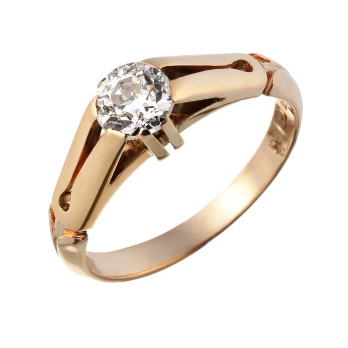 Antiker Solitär-Brillantring aus 585er Rotgold