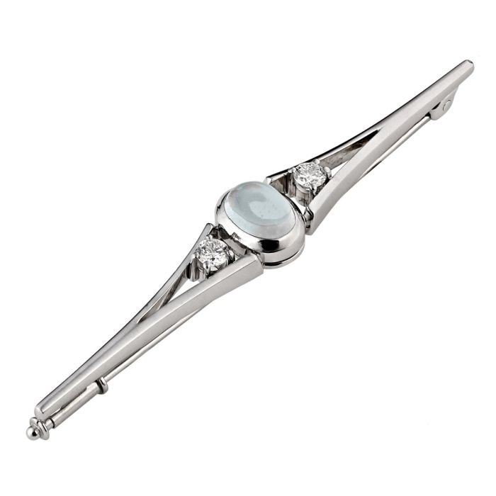 Elegante Anstecknadel in 585er Weißgold mit Mondstein