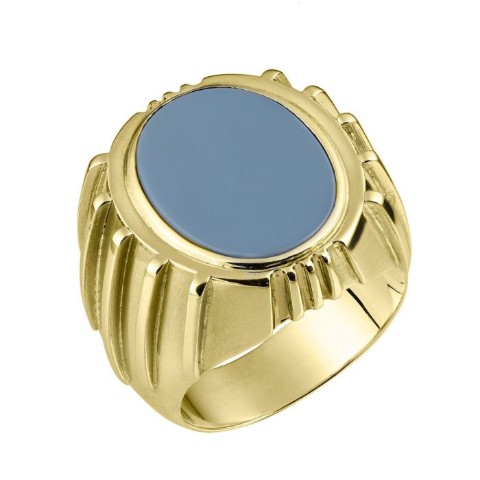 Herrenring aus 585er Gelbgold mit Lagenachat