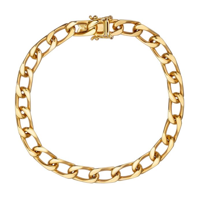 Gliederarmband aus 14-karätigem Gelbgold. Ein Kastenschloss inklusive 2 Sicherheitsachten dient als Verschluss. 