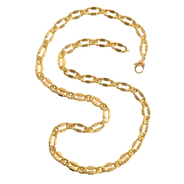 Massive Halskette in 14-karätigem  Gelbgold. Die ovalen Glieder sind durch kleine Ösen miteinander verbunden.