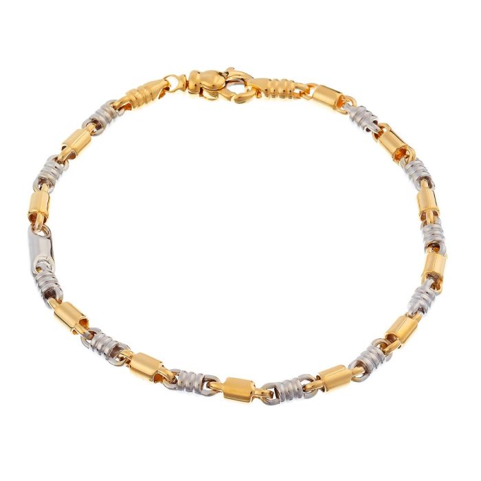 Sportlich, elegantes Bicolor-Armband in 14-karätigem Weiß- und Gelbgold.