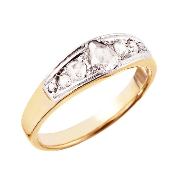 Antiker Diamant-Ring aus 585er Gelbgold und Weißgold