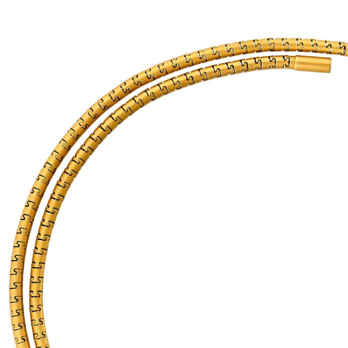 Collier aus 14-karätigem Gelbgold. Die Gliederform dieses Schmuckstückes erinnert an Puzzleteile. Mattiert gearbeitet.