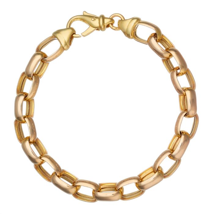 Armband in 14-karätigem Gelbgold in ovaler, hochglanzpolierter Ankergliederung mit massivem Karabiner.