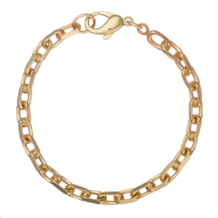 Armband in 14-karätigen Gelbgold. Das Schmuckstück ist massiv gearbeitet und hochglanzpoliert. Die ovalen Runddrahtglieder sind 2-seitig geschliffen. 