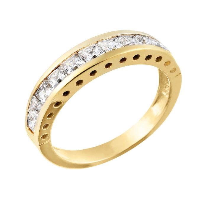 Simili-Ring in Art eines Memoryrings in 585er Gelbgold mit 11 Zirkonia