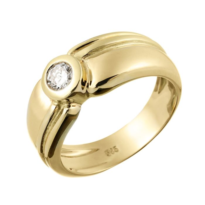 Moderner Brillantring in 585er Gelbgold mit Solitär