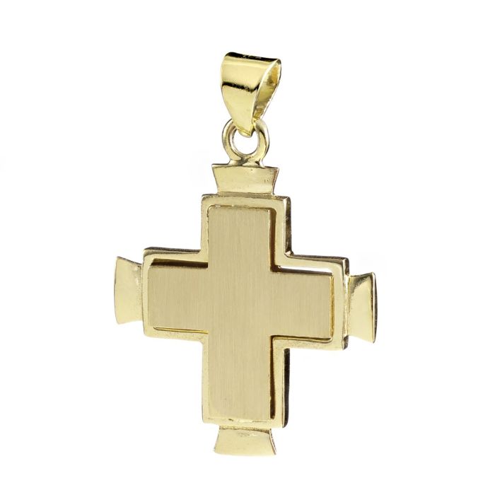 Modern gestalteter Kreuz-Anhänger aus Gelbgold