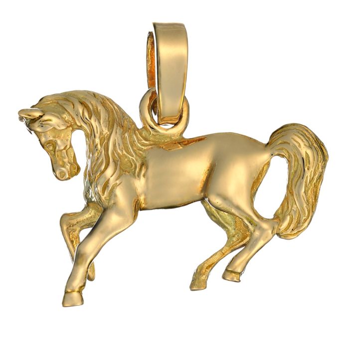 Kettenanhänger Dressurpferd in 750er Gelbgold