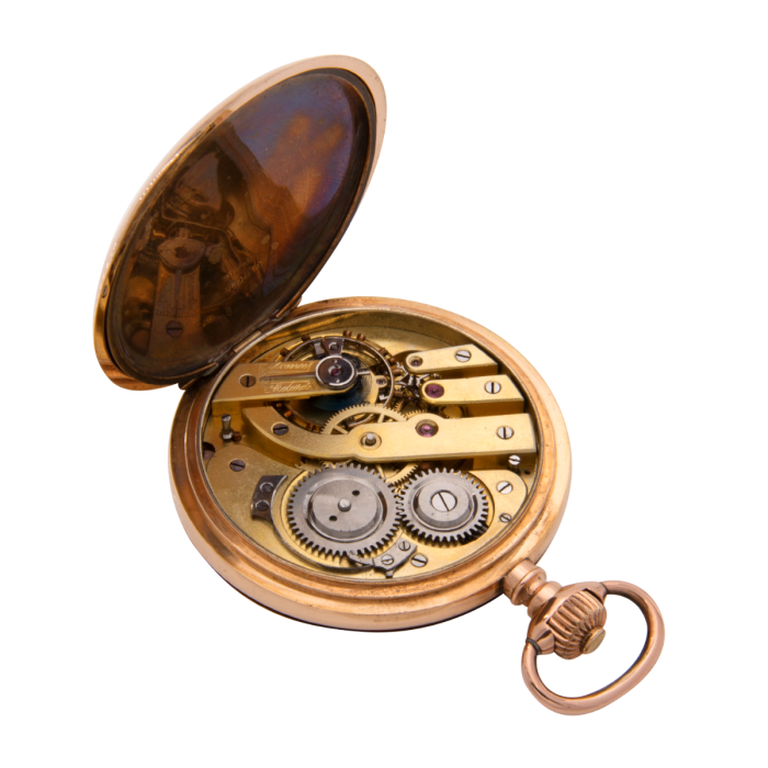 14k Gold Savonette Gold IWC Savonette Pocket Watch 14 Karat Gold In