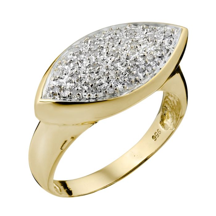 Damenring aus 585er Gelbgold und Weißgold mit 26 Diamanten