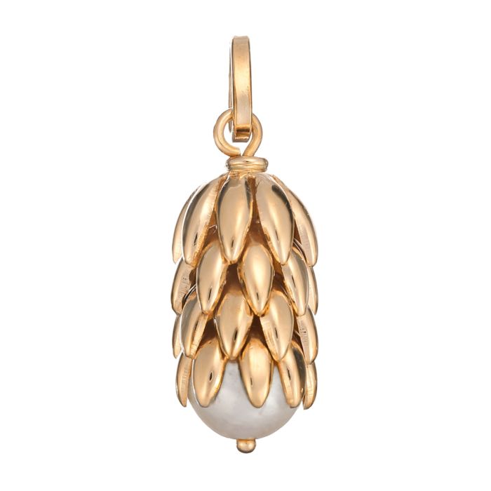 Anhänger in 750er Gelbgold in Form einer Bananenstaude mit einer Perle