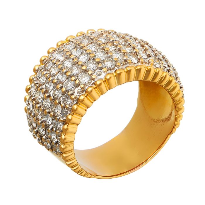 Damenring in 18-karätigem Gelbgold. Mit insgesamt 77 Brillanten in Pavéfassung. 