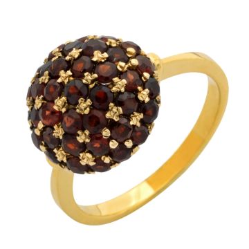 Moderner Granatring in 585er Gelbgold