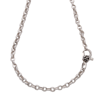 Unisex Silberkette mit großem Karabiner mit Lilie