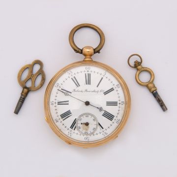 Taschenuhr um 1870/80 aus 18-karätigem Gold