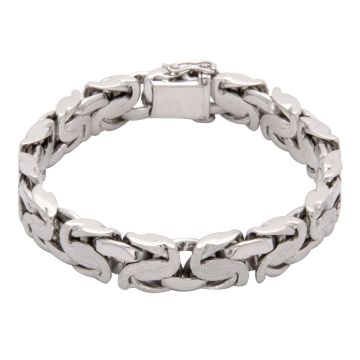 Schweres Armband in 585er Weißgold in Königskettenmuster