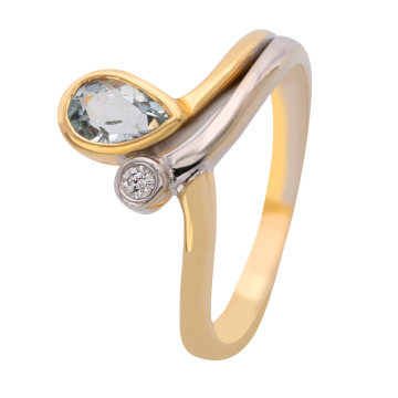 Eleganter Damenring mit tropfenförmigen Aquamarin und Brillant