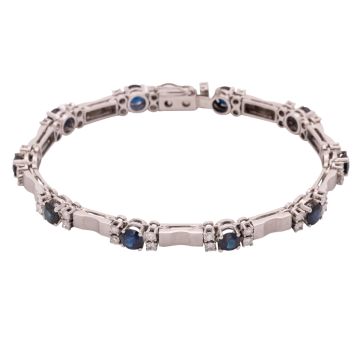 Elegantes Weißgoldarmband mit Saphiren und 40 Brillanten