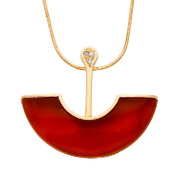 Moderner Anhänger mit Karneol und Diamanten- passende Halskette