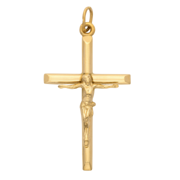 Kreuz Anhänger mit Jesus in 585er Gold