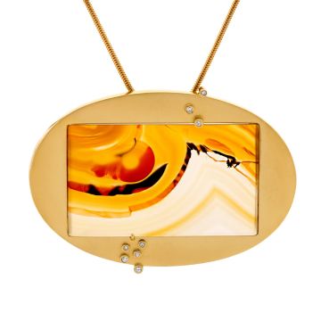 Außergewöhnlicher Anhänger/Brosche in 750er Gold an 585er Kette