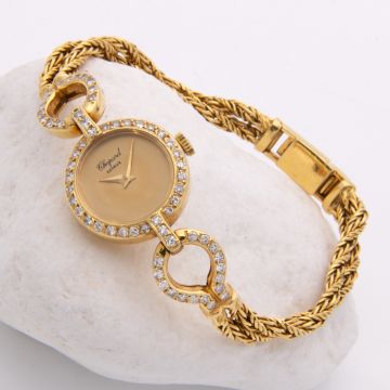Schmuckband-Damenuhr von CHOPARD in 750er Gelbgold mit Diamantbesatz