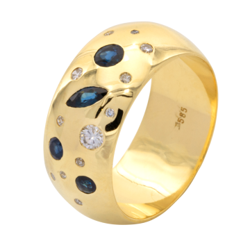 Aufregender Bandring mit Saphiren und Brillanten