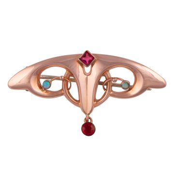 Elegante in Deutschland gefertigte Jugendstilbrosche - Roségold