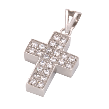 Weißgoldenes Kreuz mit Zirkonia