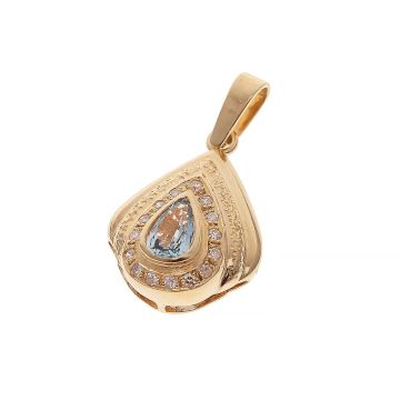 Tropfenförmiger Aquamarin Anhänger mit Diamanten