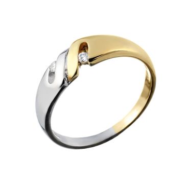 Moderner Bicolor-Ring mit 2 kleinen Brillanten