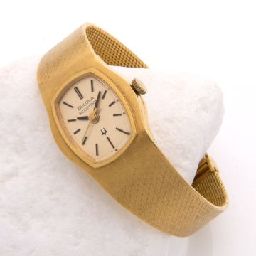 Vintage Damenuhr in 750er Gelbgold von BULOVA um 1970