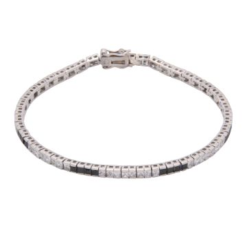 Funkelndes Silberarmband mit Zirkonia und schwarzen Schmucksteinen