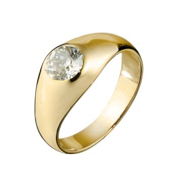 Klassischer Vintage Bandring in 585er Gelbgold mit , großem Altschliffdiamant mit ca. 0,70 ct. 
