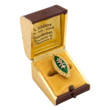 Antiker Damenring mit Emaille, Diamantrosen und Altschliffdiamanten