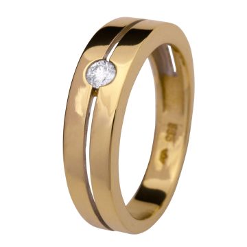 Klassischer, goldener Damenring mit Brillanten 