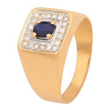 Damenring mit einem Saphir und 18 Diamanten