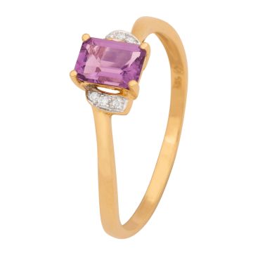 Dezenter Damenring mit Amethyst und 6 Brillanten