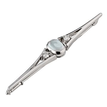 Elegante Anstecknadel in 585er Weißgold mit Mondstein