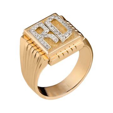 Herrenring aus 585er Rotgold mit den Initialen RD mit Brillanten