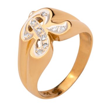 Initialring „R“ mit 9 Diamanten