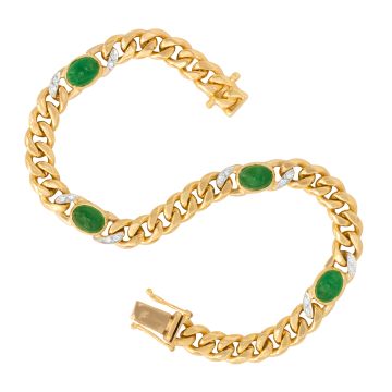 Massives Flachpanzerarmband mit Smaragden und Brillanten