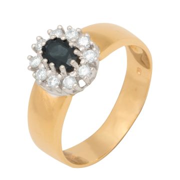 Klassischer  Brillantring mit Saphir