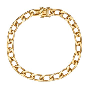 Gliederarmband aus 14-karätigem Gelbgold. Ein Kastenschloss inklusive 2 Sicherheitsachten dient als Verschluss. 