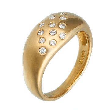 Bandring von Buoux in 18-karätigem Gelbgold. In 3 diagonal angeordneten Reihen sind insgesamt 15 Brillanten von gesamt  0,30 ct. 