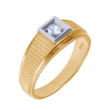 Stylischer Herrenring in 750er Gold mit Zirkonia