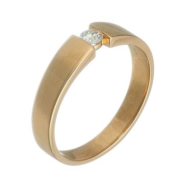 Damenring in 14-karätigem Gelbgold aus dem Hause „Christ“. 
Der Solitärring hat eine hochglanzpolierte, schlichte Ringschiene. Mittig der Schauseite fasst er einen lupenreinen Brillanten.