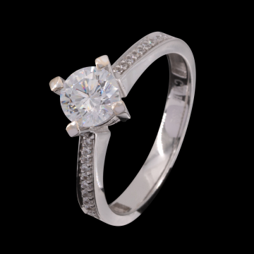 Weißgoldener Solitärring mit Zirkonia